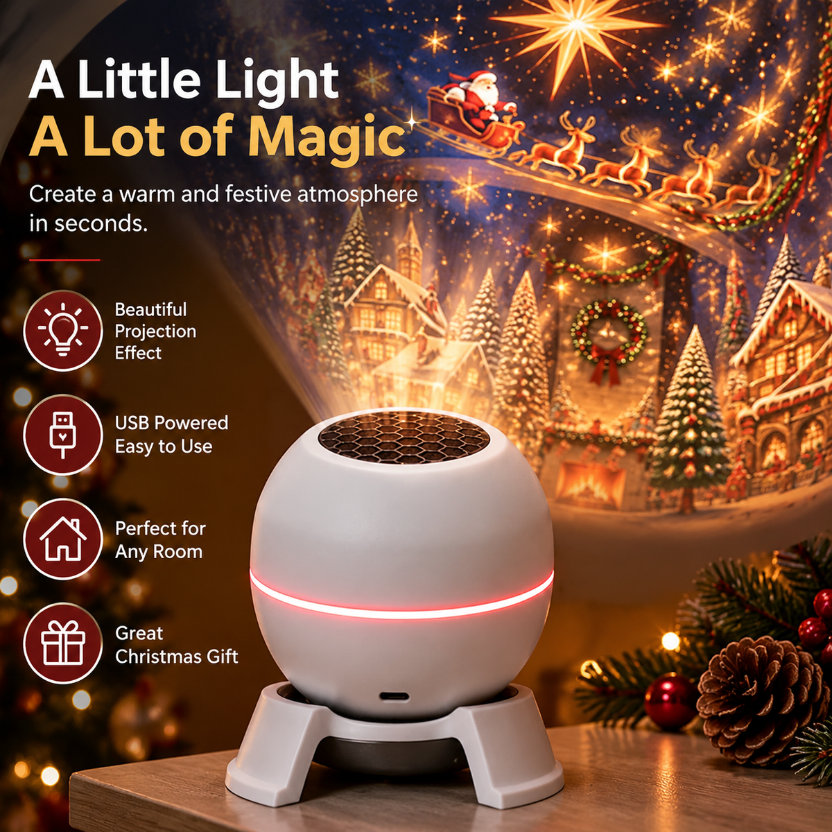 Christmas Magic Projection Light Instant Holiday Atmosphere