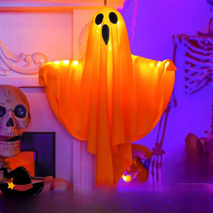 Weatherproof glowing ghost chandelier with three lighting modes for outdoor Halloween decor