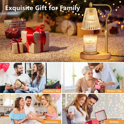 Candle warmer lamp with a glowing bulb warming a candle, safe for homes with pets and children
