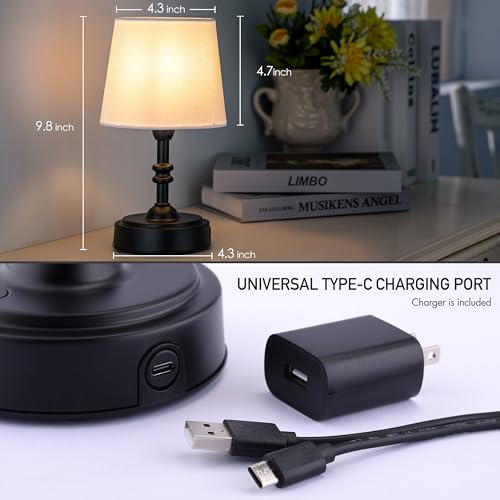 Cordless table lamp with rechargeable battery, portable for apartment dwellers