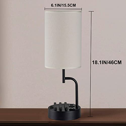 Modern nightstand with built-in charging station featuring USB ports and AC outlets for bedside organization