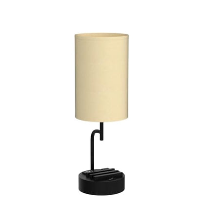 Modern nightstand with built-in charging station featuring USB ports and AC outlets for bedside organization