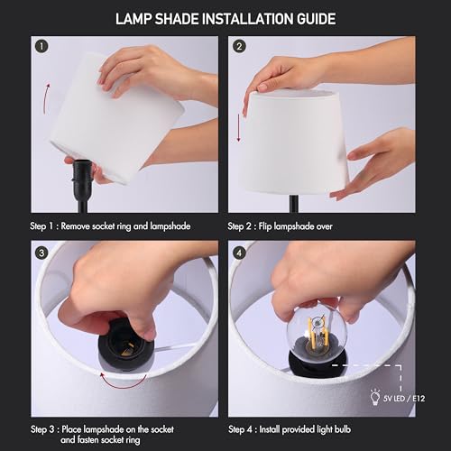 Cordless table lamp with rechargeable battery, portable for apartment dwellers