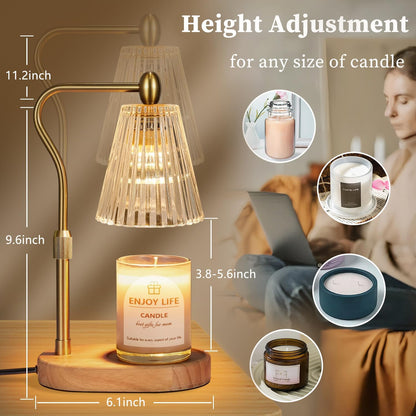 Candle warmer lamp with a glowing bulb warming a candle, safe for homes with pets and children