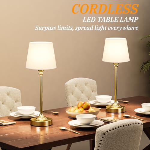 Cordless table lamp with metallic finish, portable and rechargeable, for ambient lighting anywhere