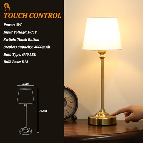 Cordless table lamp with metallic finish, portable and rechargeable, for ambient lighting anywhere