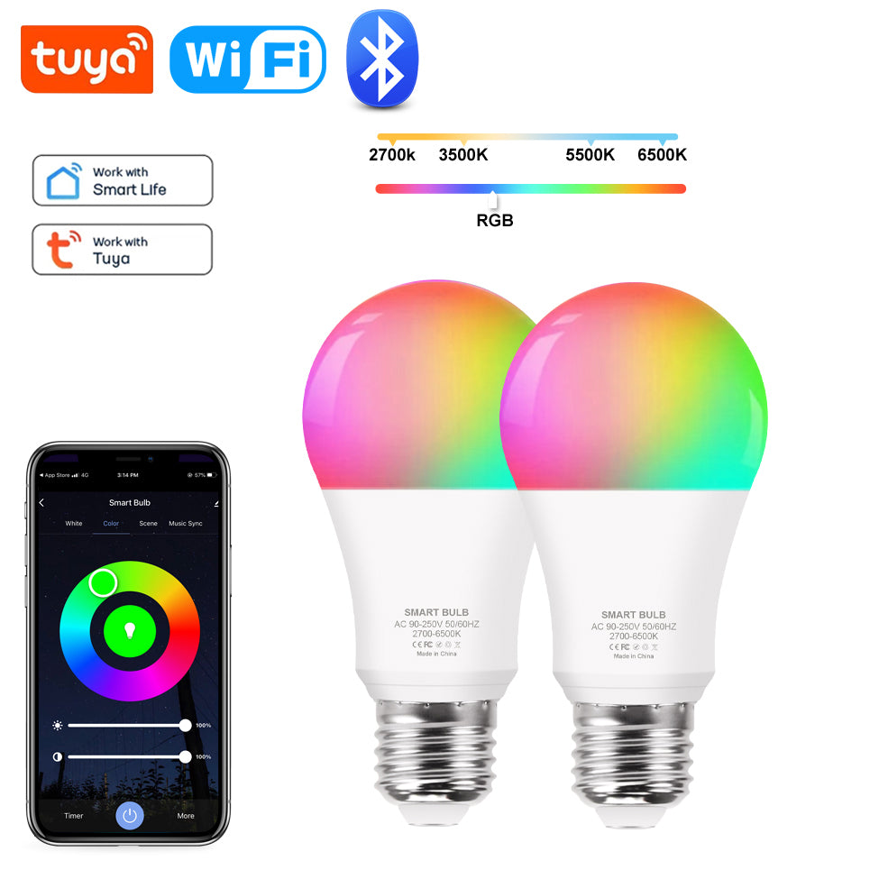 WiFi smart RGB light bulb with color-changing glow for renters and beginners