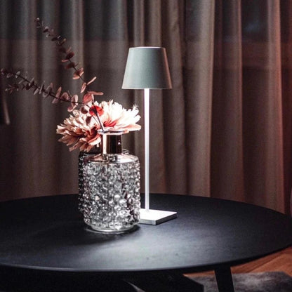 Waterproof cordless table lamp for outdoor entertaining