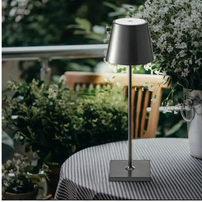 Waterproof cordless table lamp for outdoor entertaining