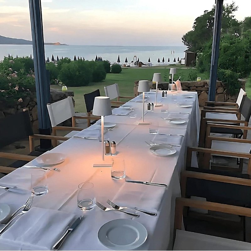 Waterproof cordless table lamp for outdoor entertaining