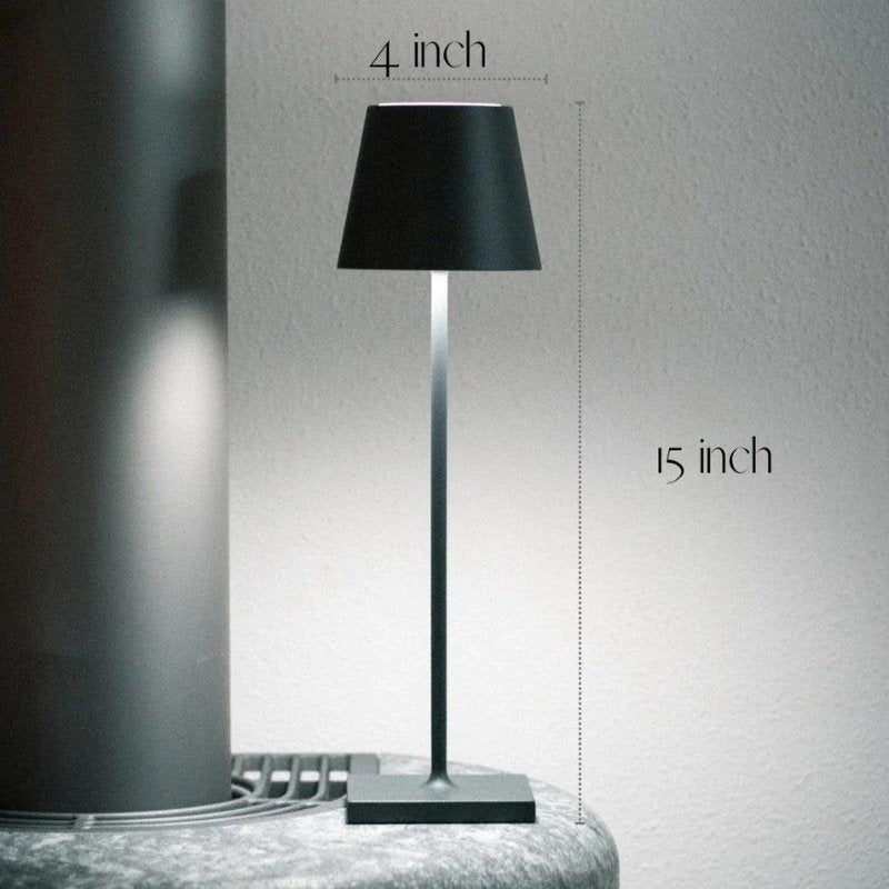 Waterproof cordless table lamp for outdoor entertaining