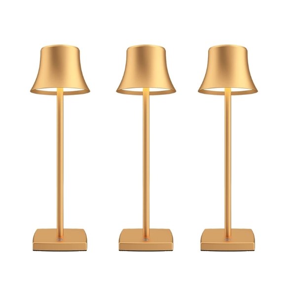 Cordless touch table lamp on a bedside table with soft warm light