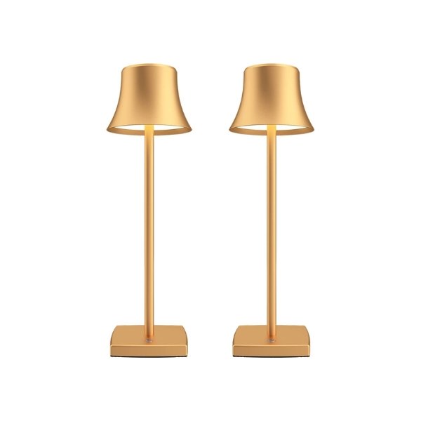 Cordless touch table lamp on a bedside table with soft warm light