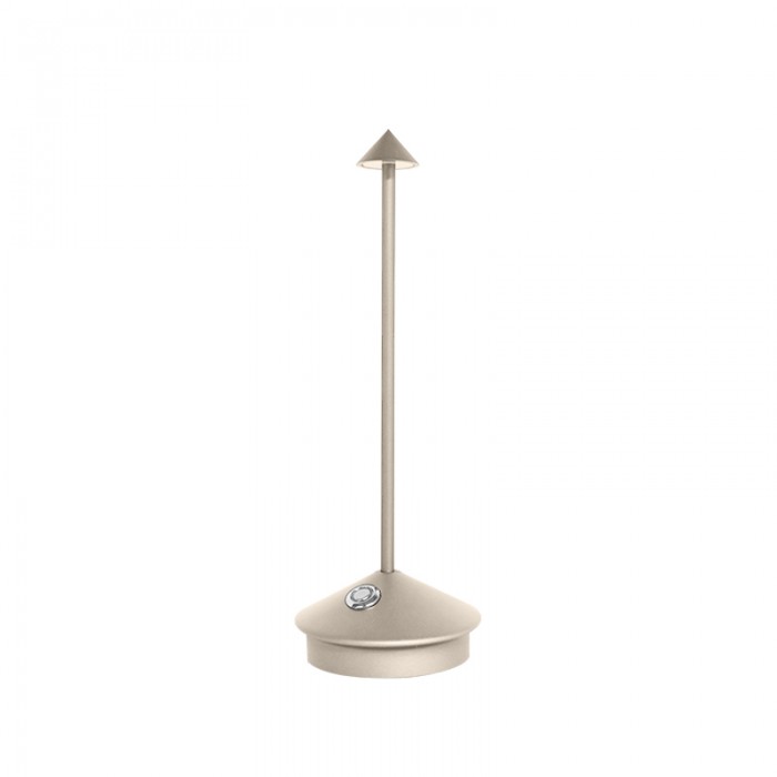 Cordless LED table lamp on a patio table for outdoor ambiance