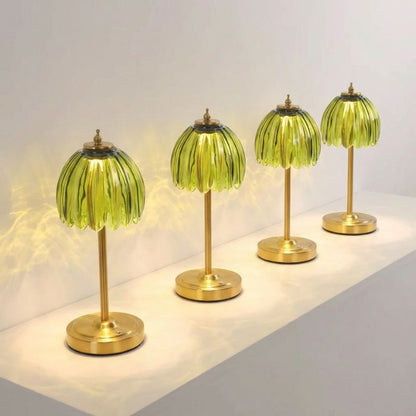 Cordless tulip table lamp in soft green for minimalist living room