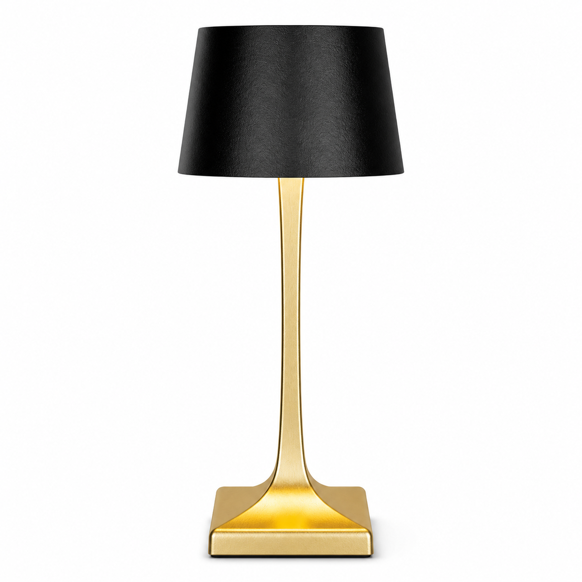 Gold and black IP54 cordless restaurant table lamp on a white background