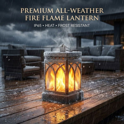 Solar lantern with flickering flame effect for outdoor ambience