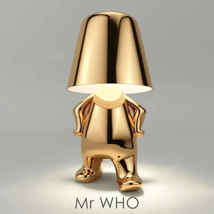 Cordless Thinker sculpture table lamp with frosted glass shade for modern decor