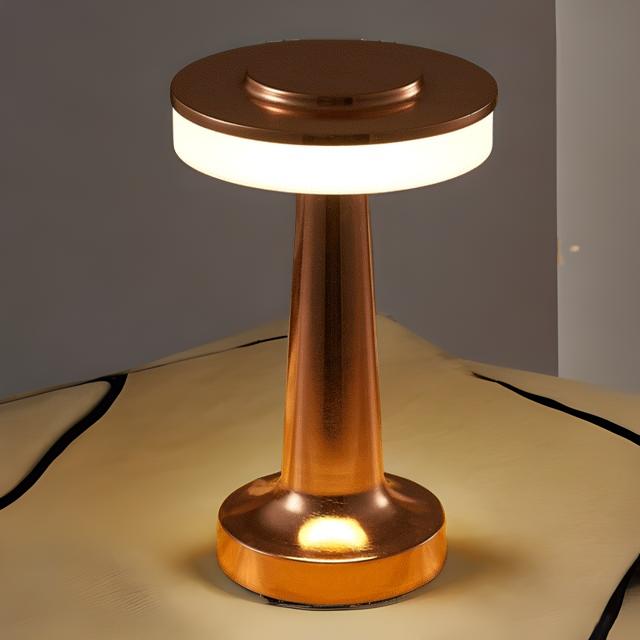 Cordless LED table lamp with touch dimmer on a nightstand in a nursery