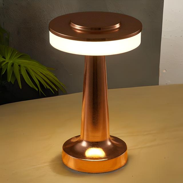 Cordless LED table lamp with touch dimmer on a nightstand in a nursery