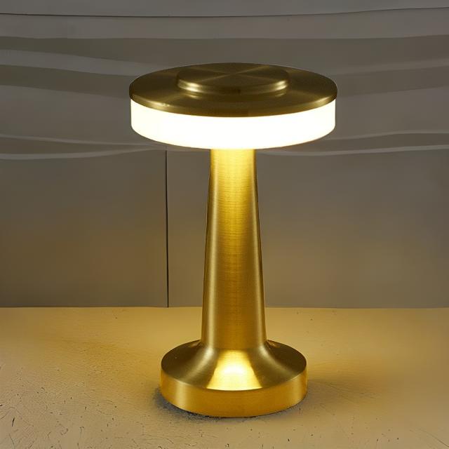 Cordless LED table lamp with touch dimmer on a nightstand in a nursery
