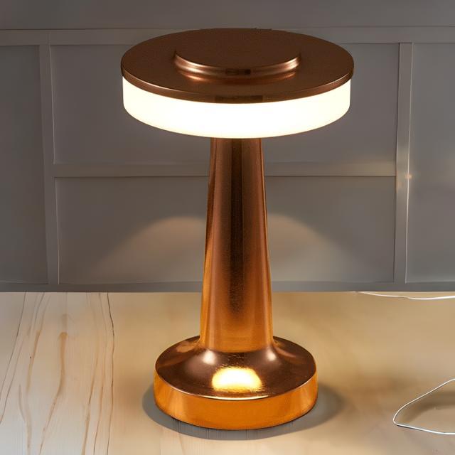 Cordless LED table lamp with touch dimmer on a nightstand in a nursery