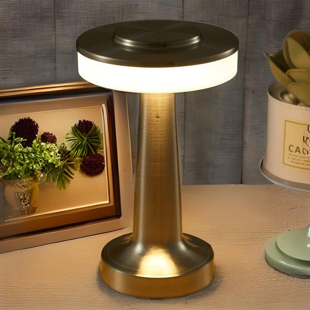 Cordless LED table lamp with touch dimmer on a nightstand in a nursery