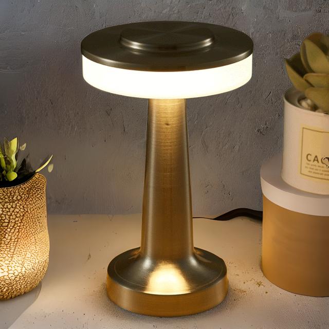 Cordless LED table lamp with touch dimmer on a nightstand in a nursery