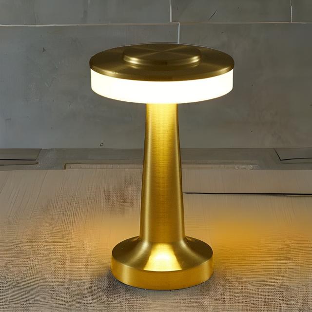 Cordless LED table lamp with touch dimmer on a nightstand in a nursery