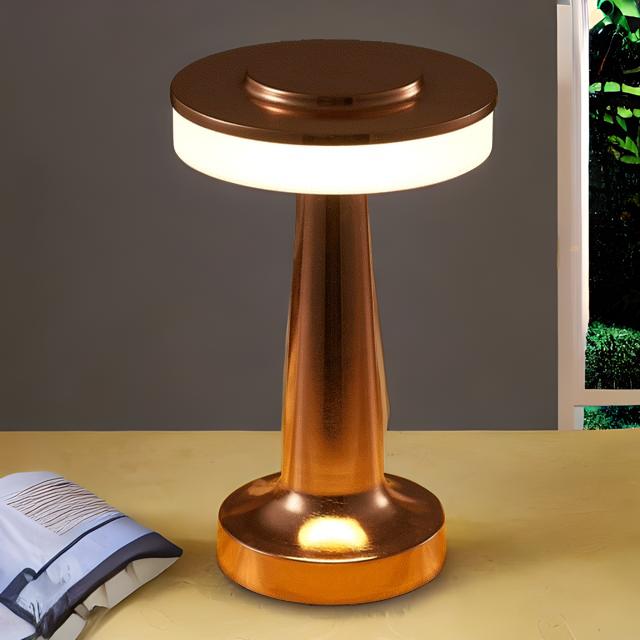 Cordless LED table lamp with touch dimmer on a nightstand in a nursery