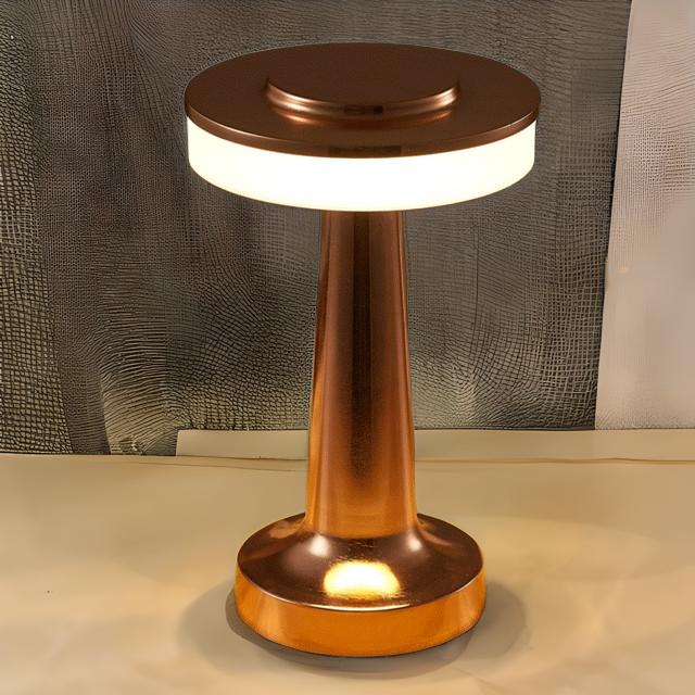 Cordless LED table lamp with touch dimmer on a nightstand in a nursery