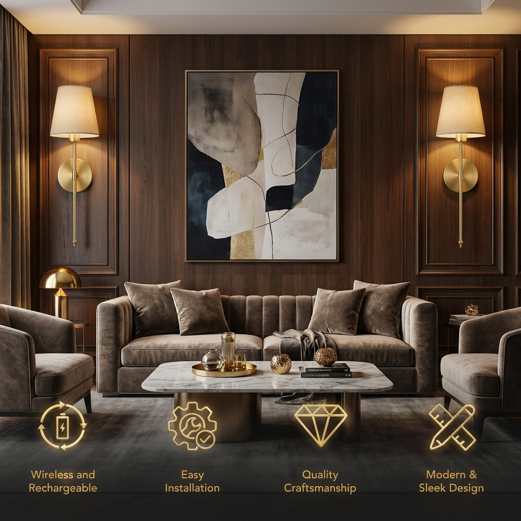 Wireless wall sconces for renters, no drill, rechargeable LED with remote
